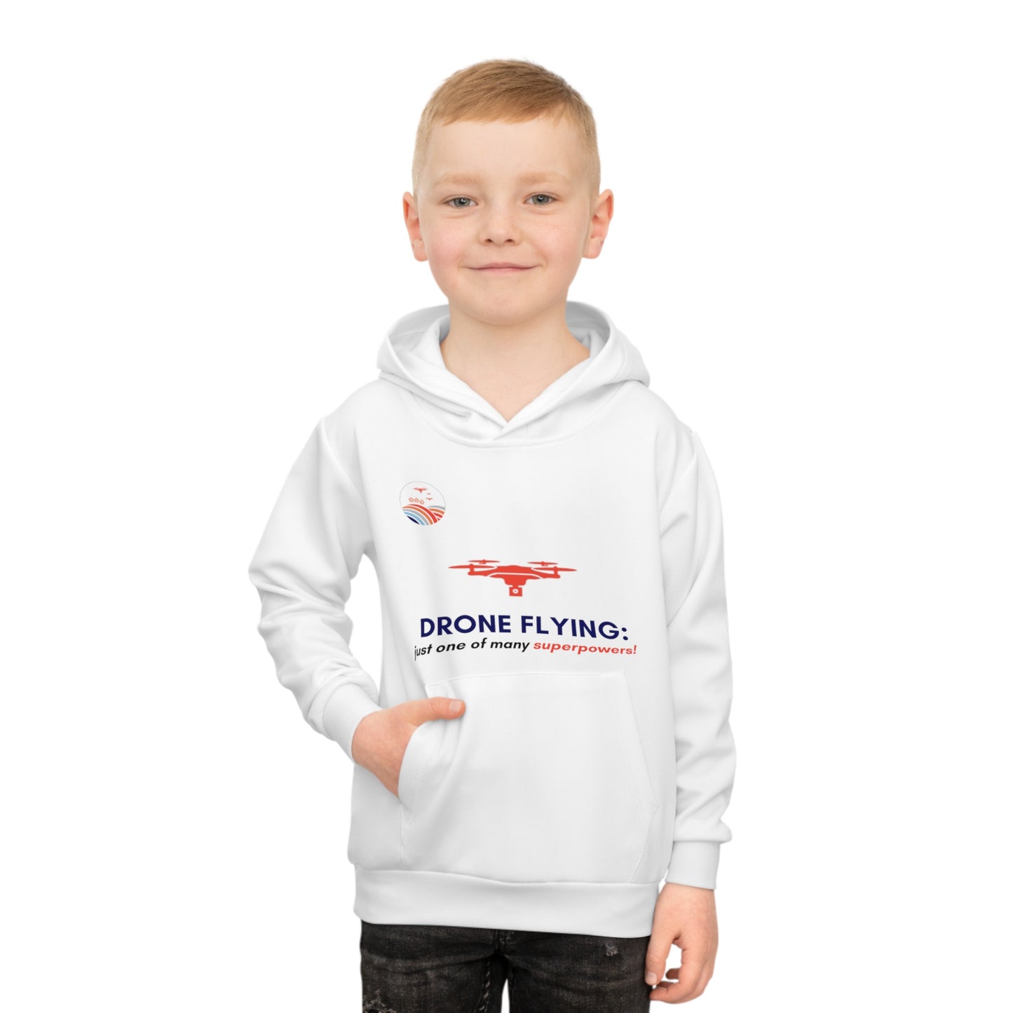 Superpowers Drone Kids Hoodie (White)