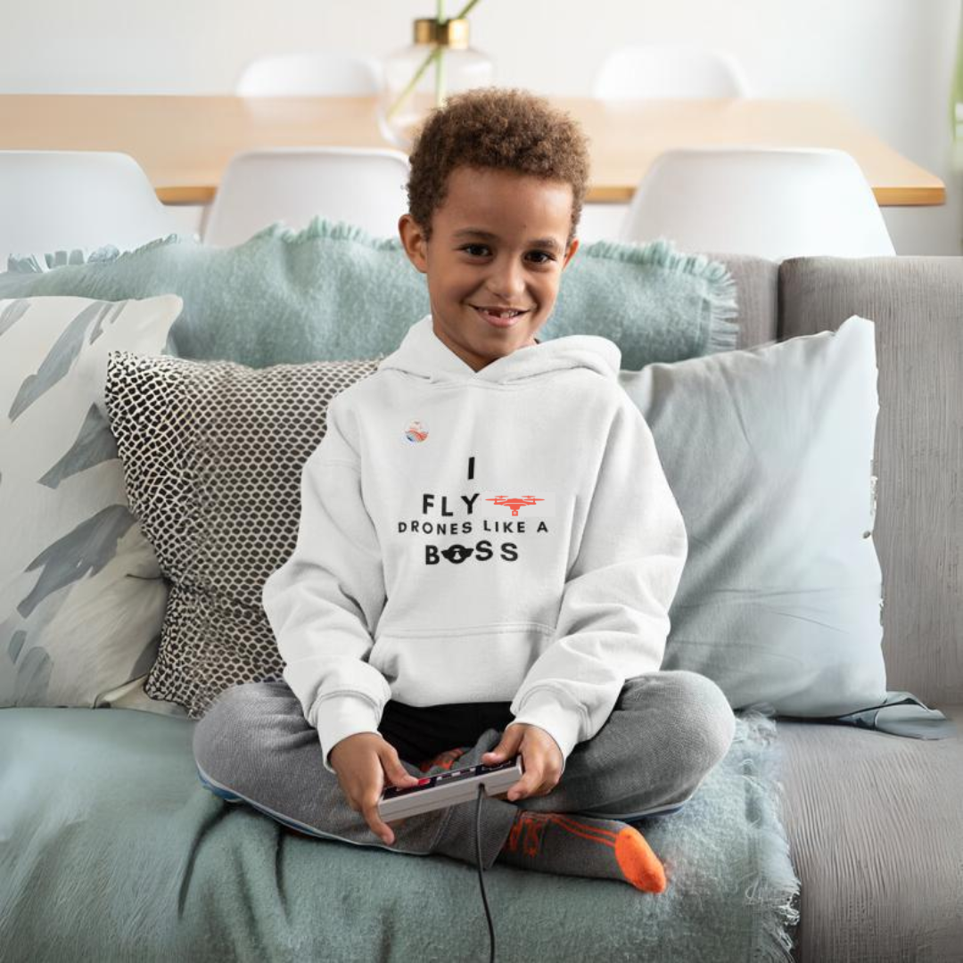 Flyin' Like a Boss Kids Hoodie (White)
