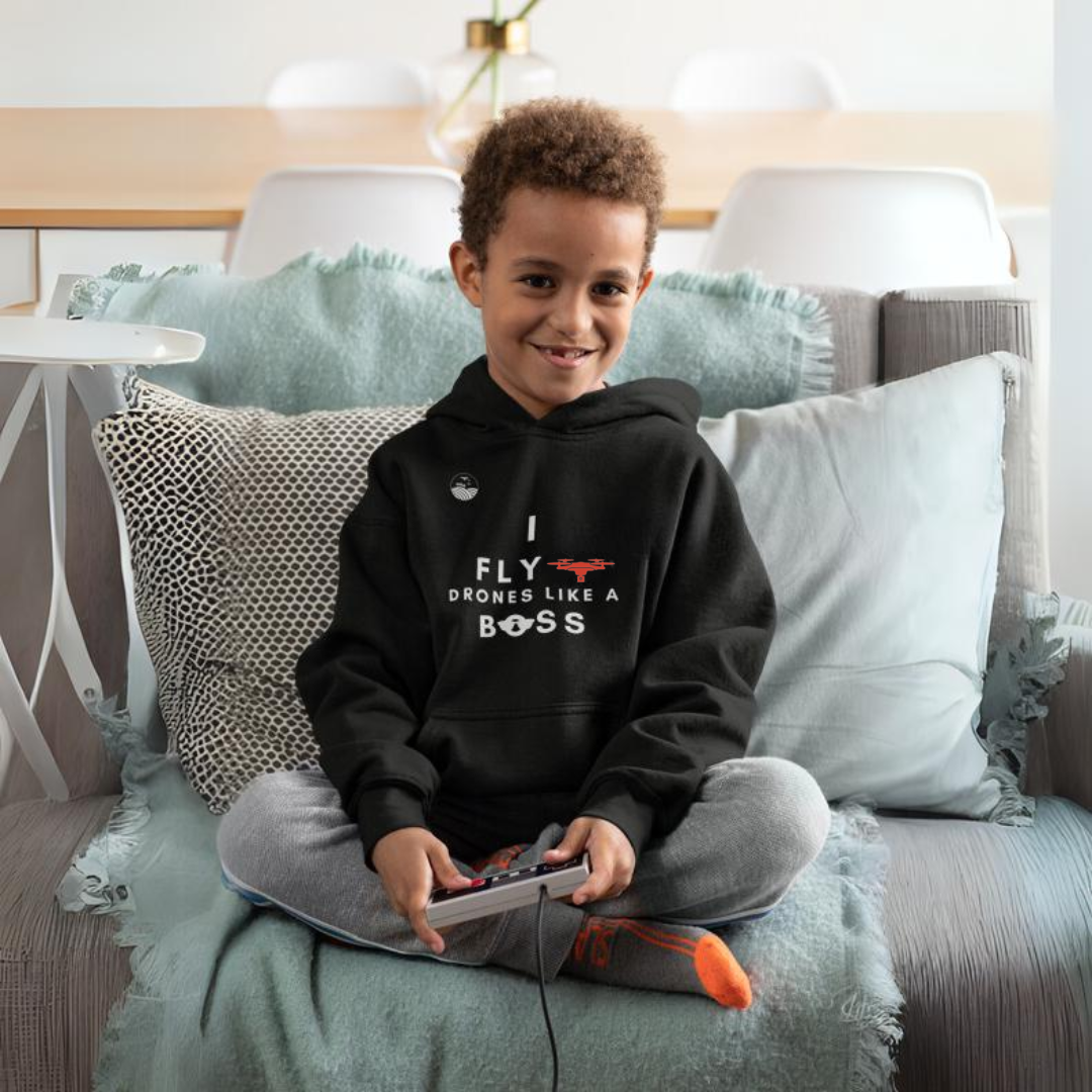 Flyin' Like a Boss Kids Hoodie (Black)