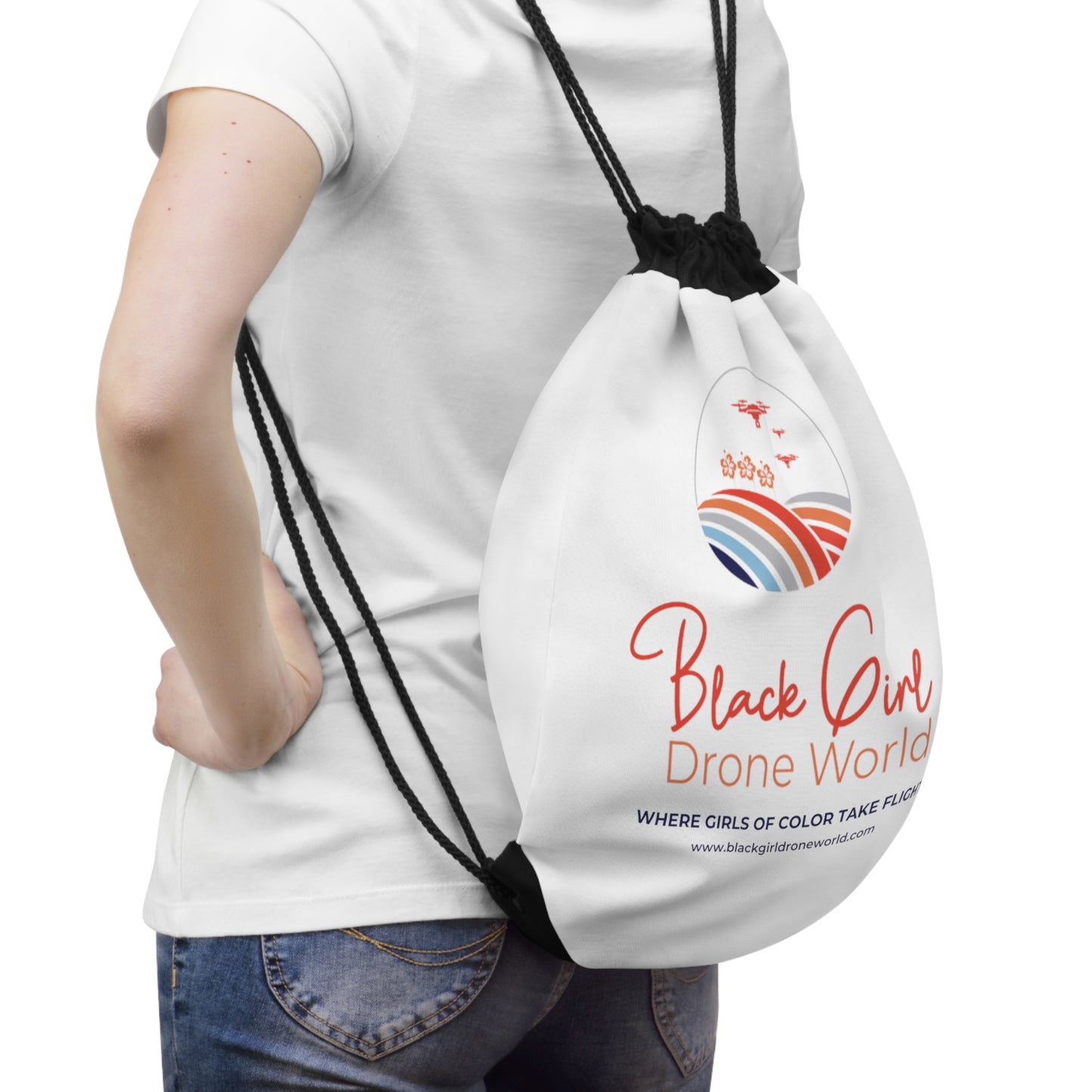 Winning Combo White Drawstring Bag