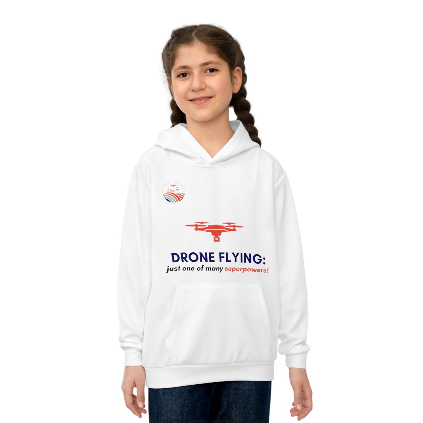 Superpowers Drone Kids Hoodie (White)